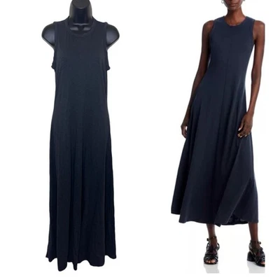 RAG & BONE Dress Sadie Sleeveless Midi Heathered Black Pima Cotton Minimalist S - Image 1 of 4