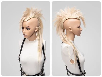 Mohawk Headpiece Wigs Blonde, Fake Mohican Hair Topper Men Women, Halloween Hair - Image 1 of 4