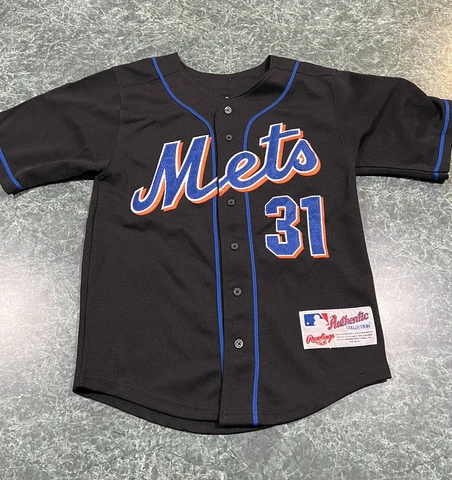 Vintage Rawlings Mike Piazza #31 New York Mets Black Sewn Jersey YOUTH Size 8 Cover