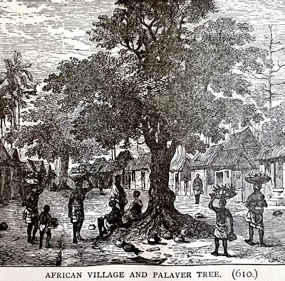 非洲乡村帕拉弗树 1890 年木质雕刻维多利亚斯坦利非洲 DWAA2C — 第 1/2 张图片