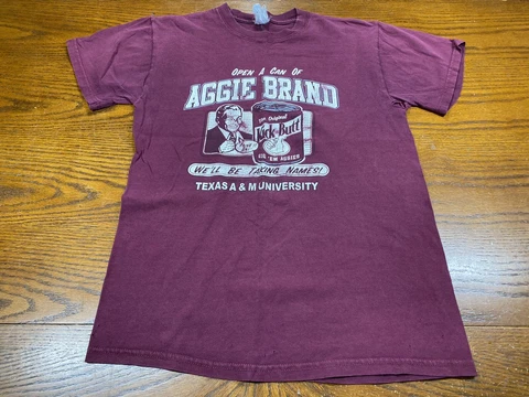 Texas A&M Aggies Aggie Brand Kick Butt Mens T Shirt S Small Cotton Vintage 90s Cover