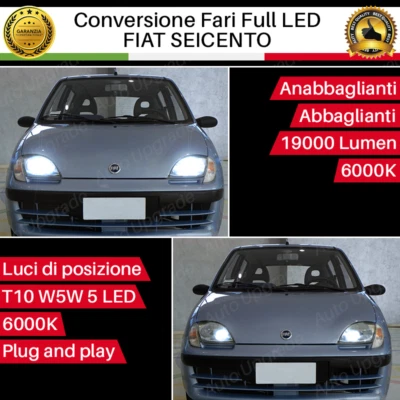 KIT FARI A LED PER FIAT SEICENTO 600 ANABBAGLIANTI ABBAGLIANTI + POSIZIONE 6000K - Immagine 1 di 4