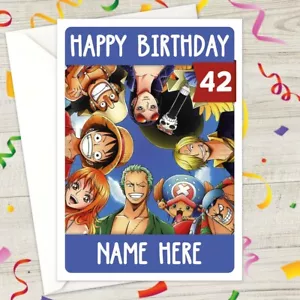 ONE PIECE Personalised Birthday Card - A5 japanese anime luffy nami zoro chopper - Picture 1 of 2