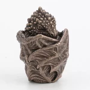 3 1/2" Baby Dragon Resin Figurine Secret Stash Box Cast Bronze Finish - Picture 1 of 3