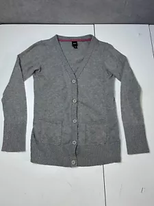 Vintage Gap Kids Cardigan Sweater Youth XXL 14-16 Gray Chunky Knit Pockets - Picture 1 of 7