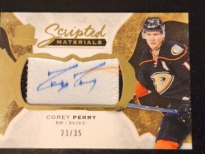 Corey Perry Upper Deck THE CUP 2016-17 Scripted Swatches Patch Auto Signed Ducks