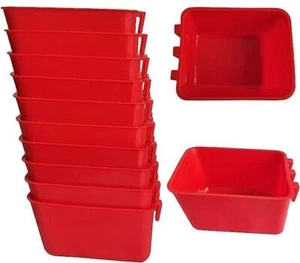 Cage Cups 8-pk Red 1 Pint / 16 fl oz Hanging Feed & Water Cups Chicken Poultry - Picture 1 of 13