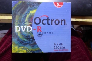Octron~DVD-R~5 Pack~120 Min~ 4,7GB~Max. 8x Speed~NEU IN FOLIE - Bild 1 von 1
