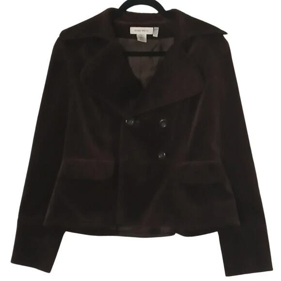 Blazer Nine West Pana Mediano Marrón Bolsillo Abotonado Ajustado Negocios Carrera Foto 1 de 4