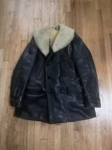 Vintage 1930’s Hercules Horse Hide Leather Shearling Barnstormer Jacket Size 46 - Picture 1 of 22