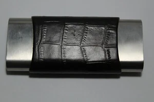 Metal and brown leather cigar holder case-Showroom Model Closed out never used - Picture 1 of 12