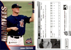 Robby Deevers 2005 Choice Brevard County Manatees #7 RC Card *AutographDen*