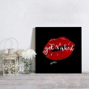 Modern Home Decorations with Wood Frame Black Red Lips Sexy Wall Art - Picture 1 of 6