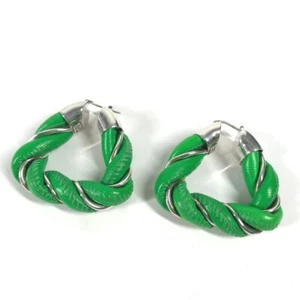 BOTTEGA VENETA Parakeet Triangle Accessories Pierce Leather Green/Silver - Picture 1 of 14