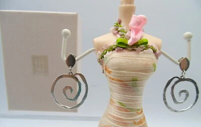 JAMES AVERY ~ PENDIENTES Espiral Círculo Martillado ~ PLATA ESTERLINA .925 + Caja y Bolsa Foto 1 de 4