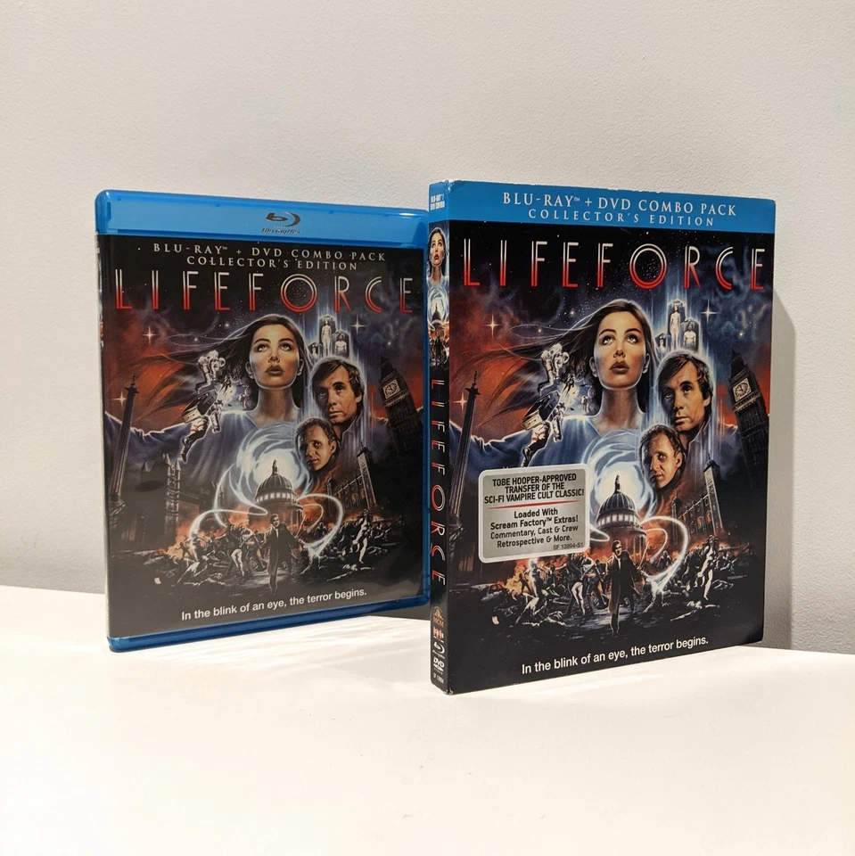 Lifeforce US Blu Ray + DVD  Scream/Shout Factory Tobe Hooper Slipcover Horror - Image 1 of 1