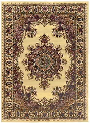 Alfombra de polipropileno Castello 1191 tradicional medallón 5'5" x 7'7" en marfil Foto 1 de 4