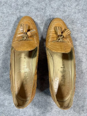 Mocasines de Colección Ralph Lauren Borla Bronceado Lagarto Clásicos Preppy Talla 6.5 Foto 1 de 4