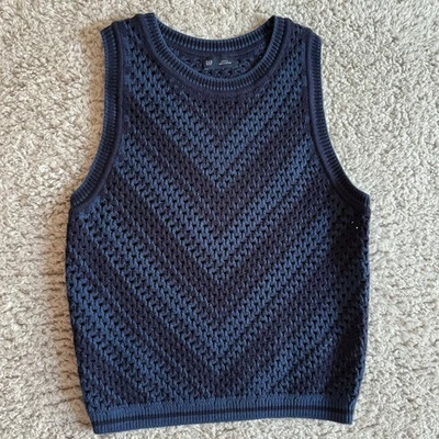 Gap Sweater  Women Small Blue Candy Color Strip Crochet Tank - Image 1 of 4