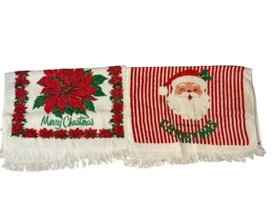 Vintage Weihnachten Handtücher Set 2 Kanone & Royal Terry Santa Weihnachtsstern USA Baumwolle - Bild 1 von 8