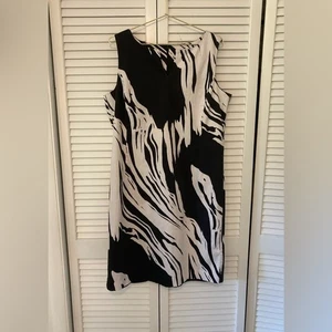 Peter Nygard Black and White Abstract Cotton Sheath Dress Size Large by measure - Picture 1 of 7