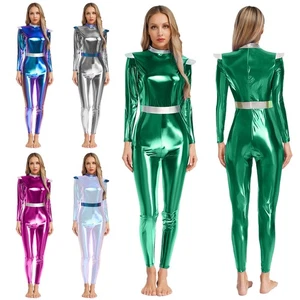 Damen Cosplay Strampler Catsuit Turnanzug Alien Kostüm Rave Overall Karneval - Bild 1 von 63