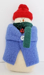 Handgefertigter Filz Schneemann mit Mantel Mütze Schal Ornament - Bild 1 von 4