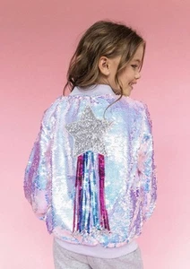 Lola and the Boys Shooting Star Sequin Bomber Jacket NWT 12 - Picture 1 of 8