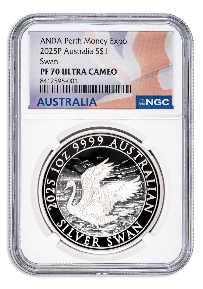 2025 Australia 1 oz Silver Swan Proof NGC PF70 UCAM ANDA Perth Money Expo - Image 1 of 2