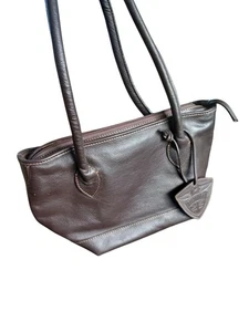 John Partridge Brown Leather Shoulder Tote Bag Made in England Union Jack Logo - Picture 1 of 6