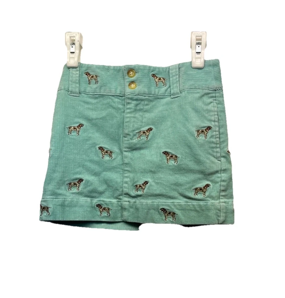 RALPH LAUREN Corduroy Girl Skirt Embroidered Dog English Pointer AquaTurquoise 7 - Image 1 of 4