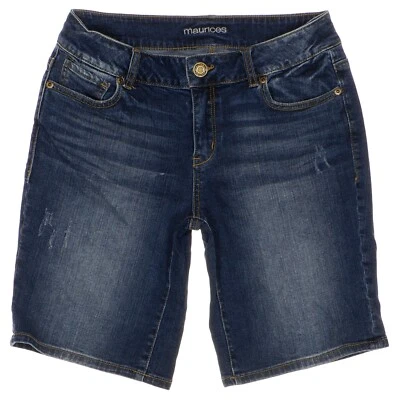 Pantalones Cortos Bermudas Maurices 7/8 Envejecidos Elastizados Azul Denim Juniors Medidas W30 Foto 1 de 4