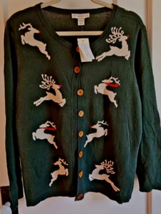 Neu mit Etikett Christopher & Banks Reider Strickjacke Pullover grün Damen Gr. L - Bild 1 von 9