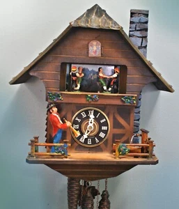 trumpeter cuckoo clock germany black forest vintage one of a kind design unique - Picture 1 of 15