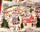 Grandma Moses 'DEEP SNOW' Barkcloth Fabric by Riverdale 46' x 38',   1 yard +