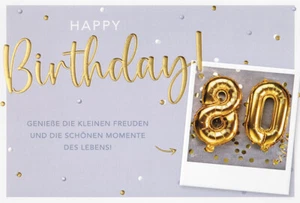 80. Geburtstag Karte mit Umschlag, unverpackt, kleine Freuden schöne Momente Hap - Bild 1 von 1