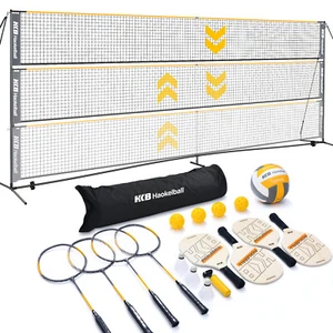 22FT 3-in-1 Multi-Sport Net Pickleball Badminton Volleyball Net Set with Balls - Picture 1 of 9