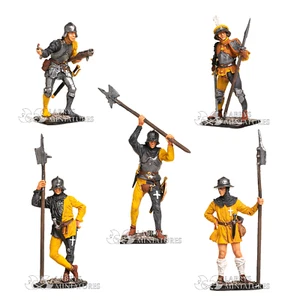 Juego de 5 figuras de juguete pintado de oficiales y soldados mercenarios suizos | recuerdo - Imagen 1 de 4