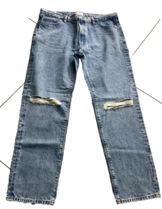 MENS M&S VINTAGE WASH RIPPED STRAIGHT LEG DENIM JEANS W36 L29  T171635M - BNWT - Picture 1 of 2