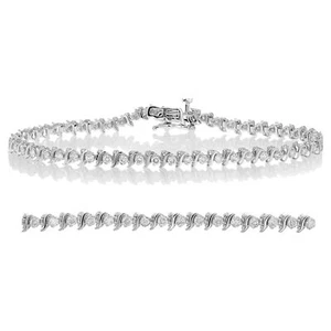 1.50 cttw I1 IGI Certified Diamond Bracelet 14K White Gold S-Link 7 Inch - Picture 1 of 5