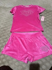 Juicy Couture 2pc Hot Pink Studded Velour Sleep/Loungewear Set. Sz L. NWT! - Picture 1 of 12