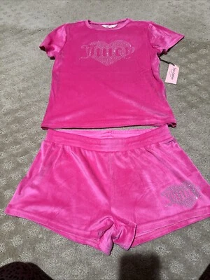 Juicy Couture 2pc Hot Pink Studded Velour Sleep/Loungewear Set. Sz L. NWT! - Image 1 of 4