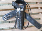 Western Gun Belt - Black - 45 Caliber And Tooled Holster
