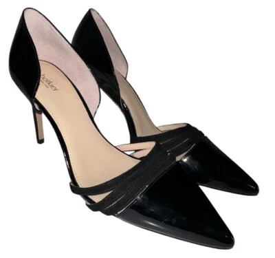Botkier Womens Karina Black Patent Leather Velvet Strap Pointed Toe Heels Sz 9 - Image 1 of 4