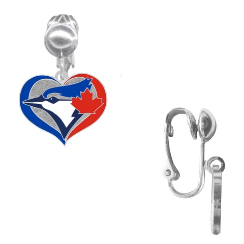 Toronto Blue Jays Swirl Heart Clip Earrings Cover