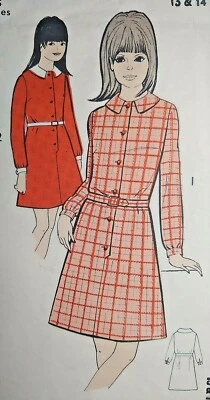 Vintage 1960s Maudella Teen Dress Sewing Pattern 1405 Age 13 & 14yrs UNCUT - Image 1 of 3
