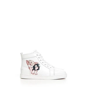 Christian Louboutin 1075 $ weiße Lou Pin-Up Donna hohe flache Turnschuhe - Bild 1 von 9