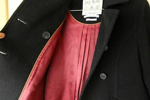 Jack Wills Black Pea Coat British Wool 8 Small S - Picture 1 of 7