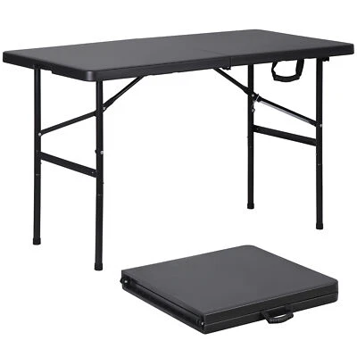  Folding Table 4FT Plastic Fold-in-Half Utility Dining Table for Camping Picnic - Image 1 of 4