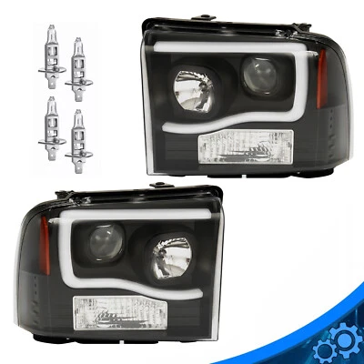 LED DRL Projector Headlights Fit For 2005-07 Ford F250 F350 F450 F550 Super Duty - Image 1 of 4